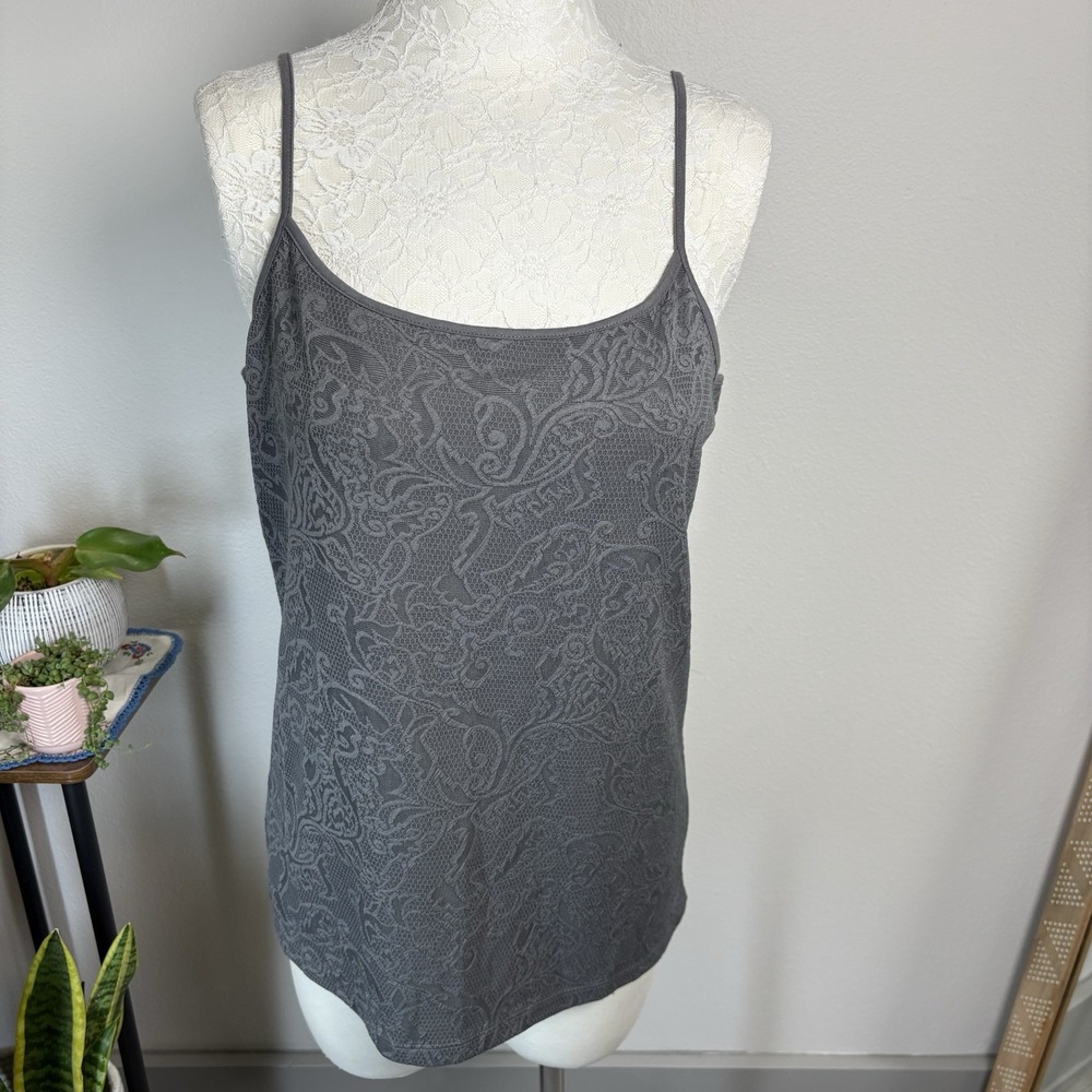 NWT LOFT Outlet Women L Grey Camisole Tank Top Boho Chic Paisley Jacquard